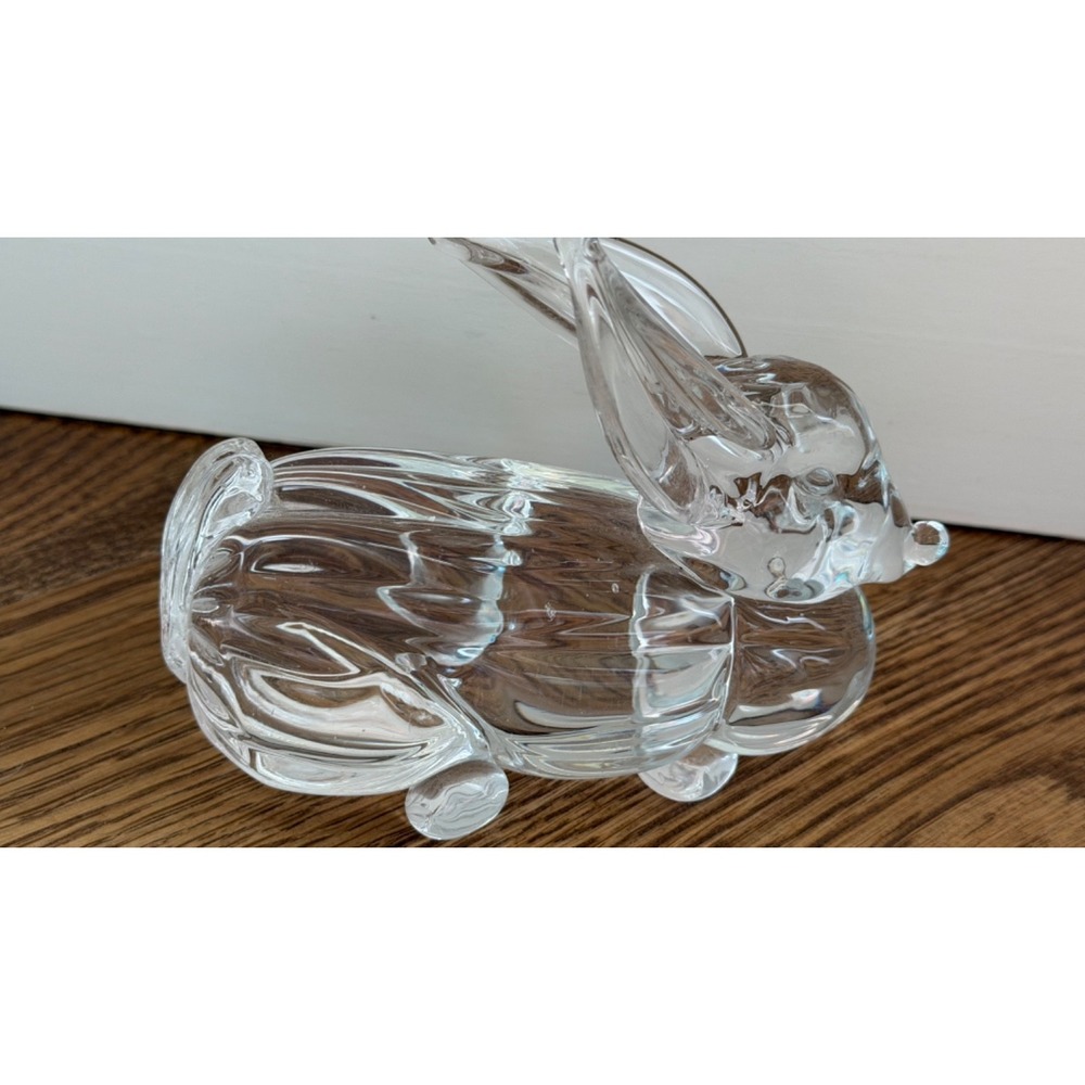 VTg Glass Crystal? Rabbit Bunny Figure Handmade Clear Glass Sitting Heavy Easter
